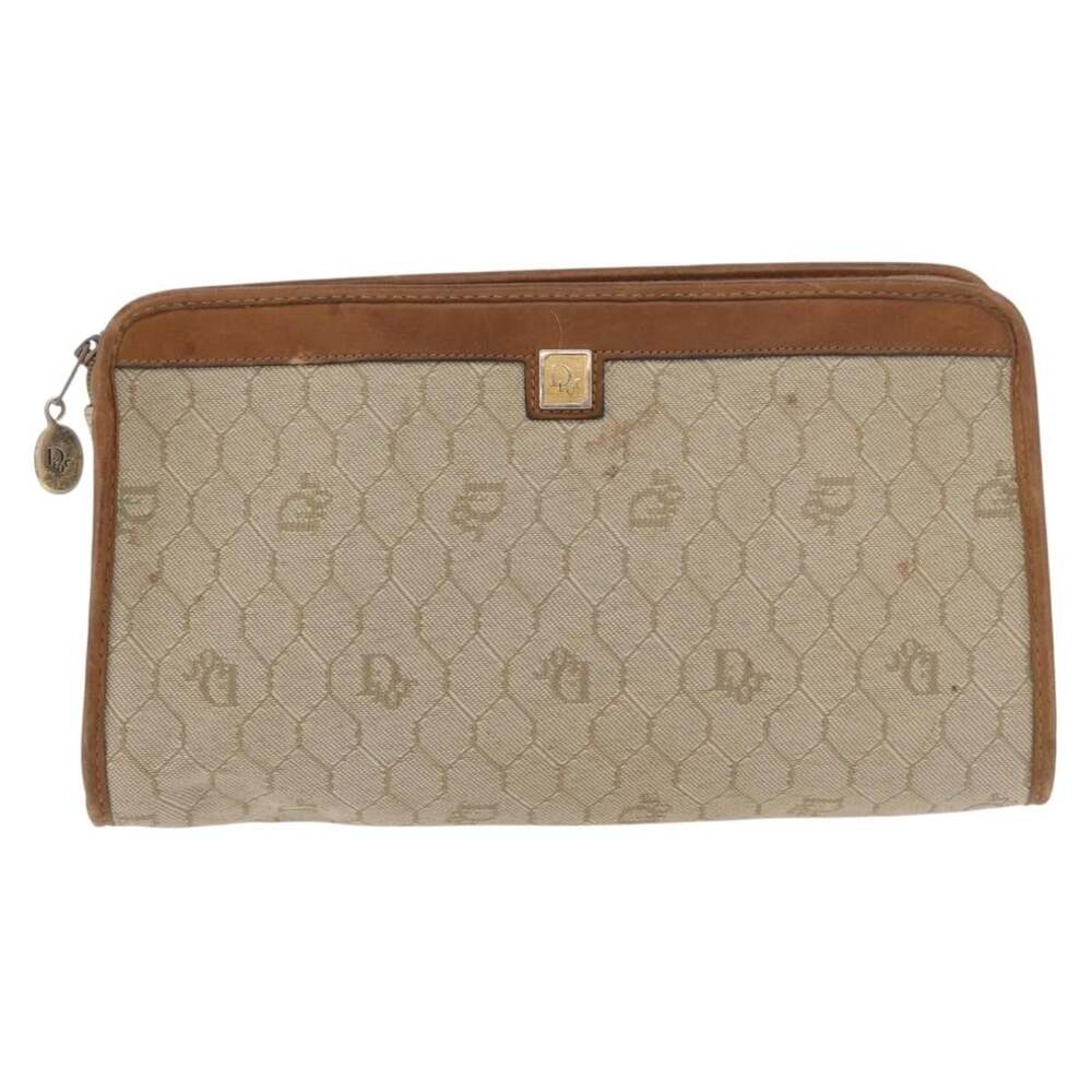 Dior Honeycomb Canvas Clutch Beige